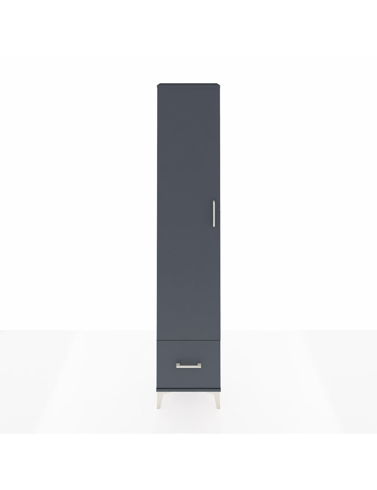 Arges Dolap 5 Raflı Tek Çekmeceli Tek Kapaklı 44x30x221 Antrasit-Antrasit