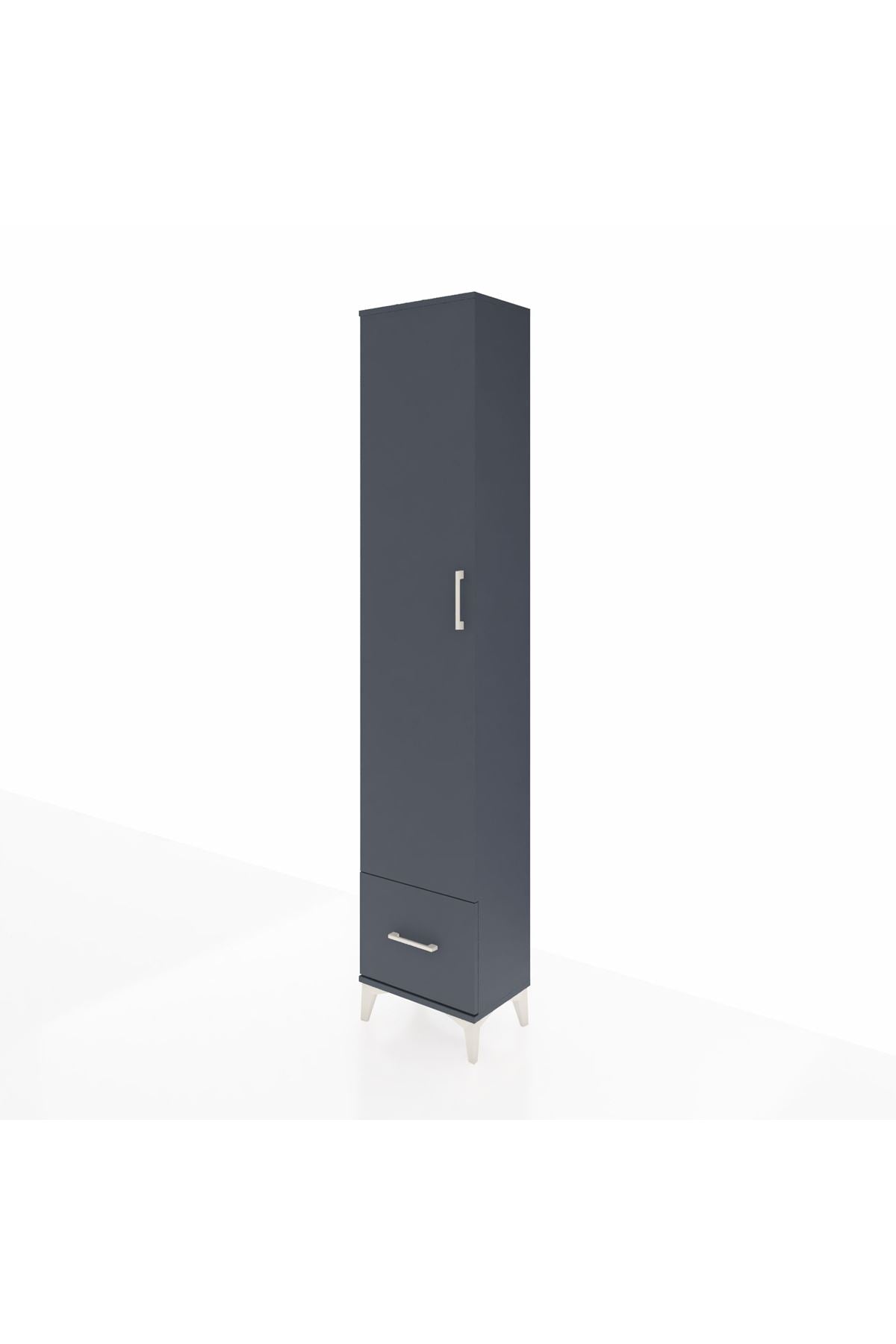 Arges Dolap 5 Raflı Tek Çekmeceli Tek Kapaklı 44x30x221 Antrasit-Antrasit