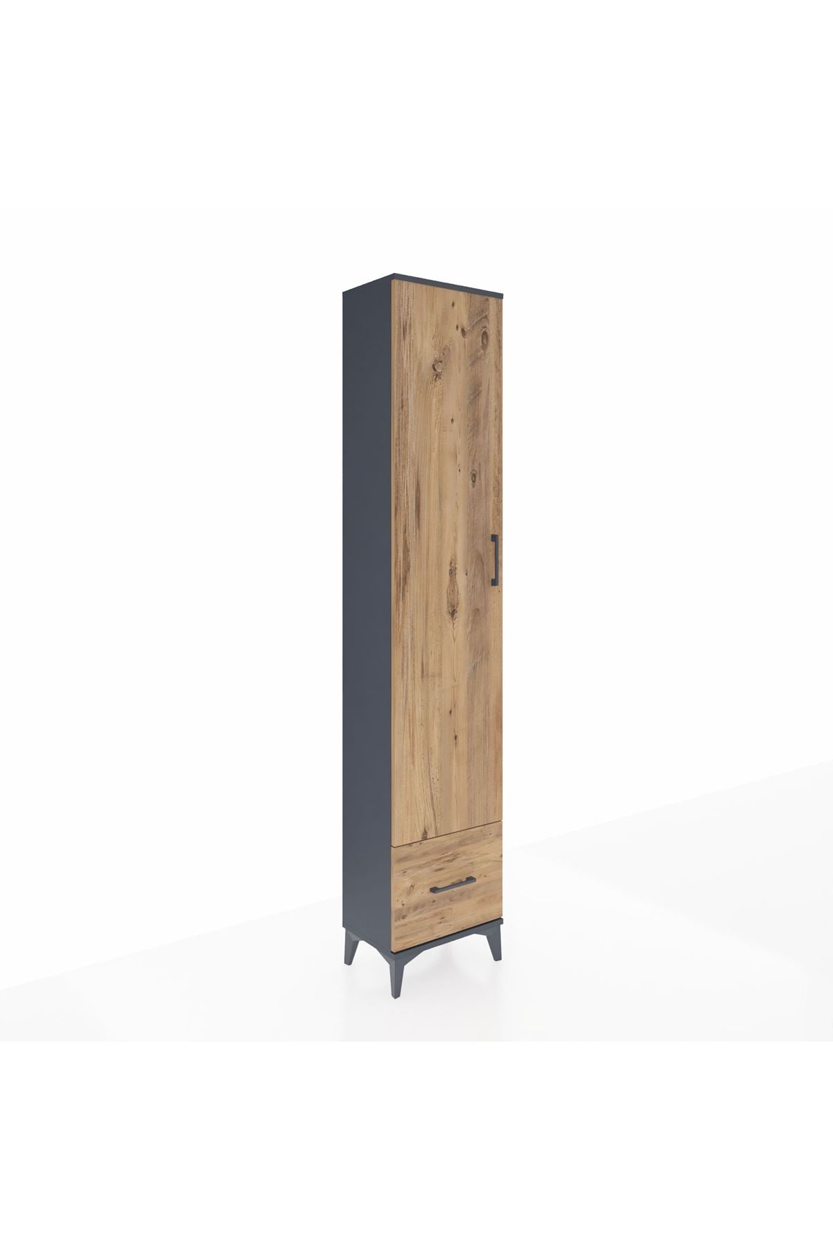 Arges Dolap 5 Raflı Tek Çekmeceli Tek Kapaklı 44x30x221 Antrasit-Çam