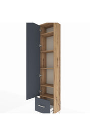 Arges Dolap 5 Raflı Tek Çekmeceli Tek Kapaklı 44x30x221 Çam-Antrasit