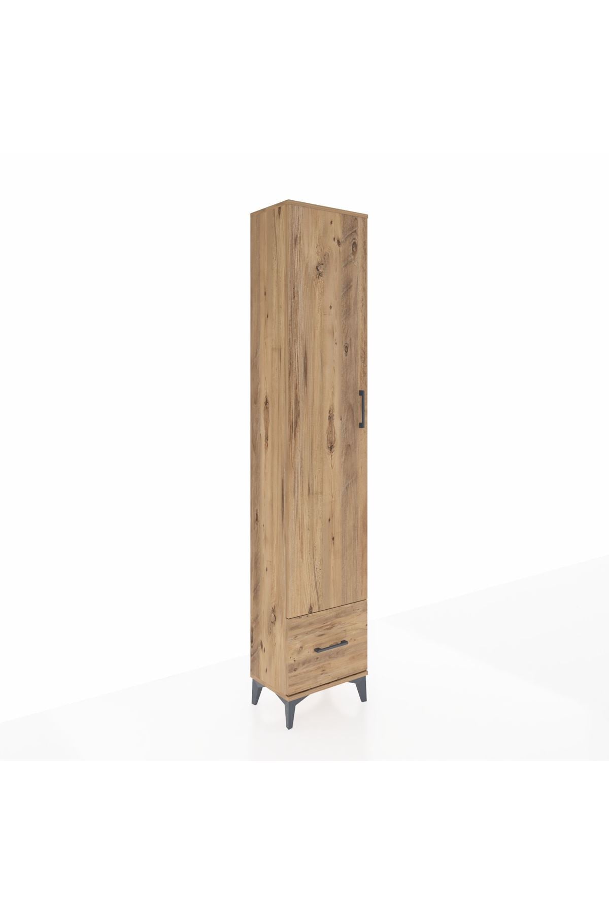 Arges Dolap 5 Raflı Tek Çekmeceli Tek Kapaklı 44x30x221 Çam-Çam