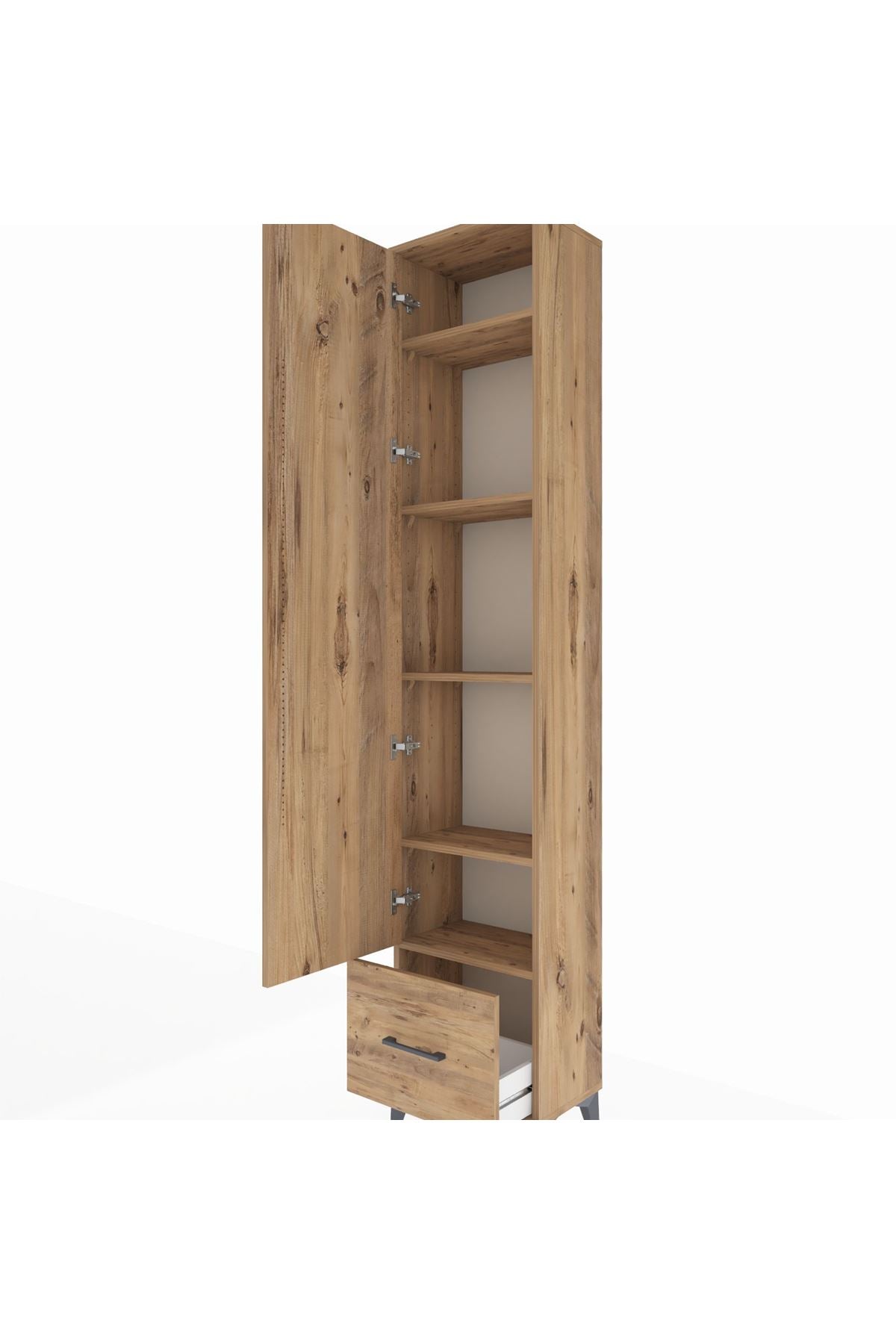 Arges Dolap 5 Raflı Tek Çekmeceli Tek Kapaklı 44x30x221 Çam-Çam