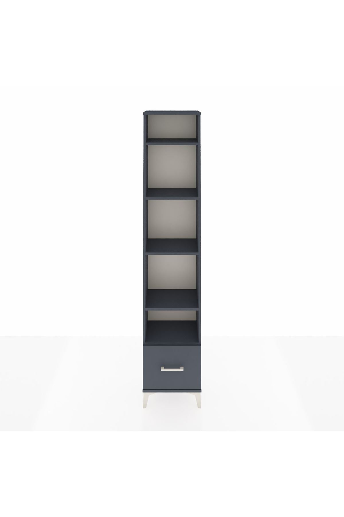 Arges Dolap 5 Raflı Tek Çekmeceli 44x30x221 Antrasit-Antrasit