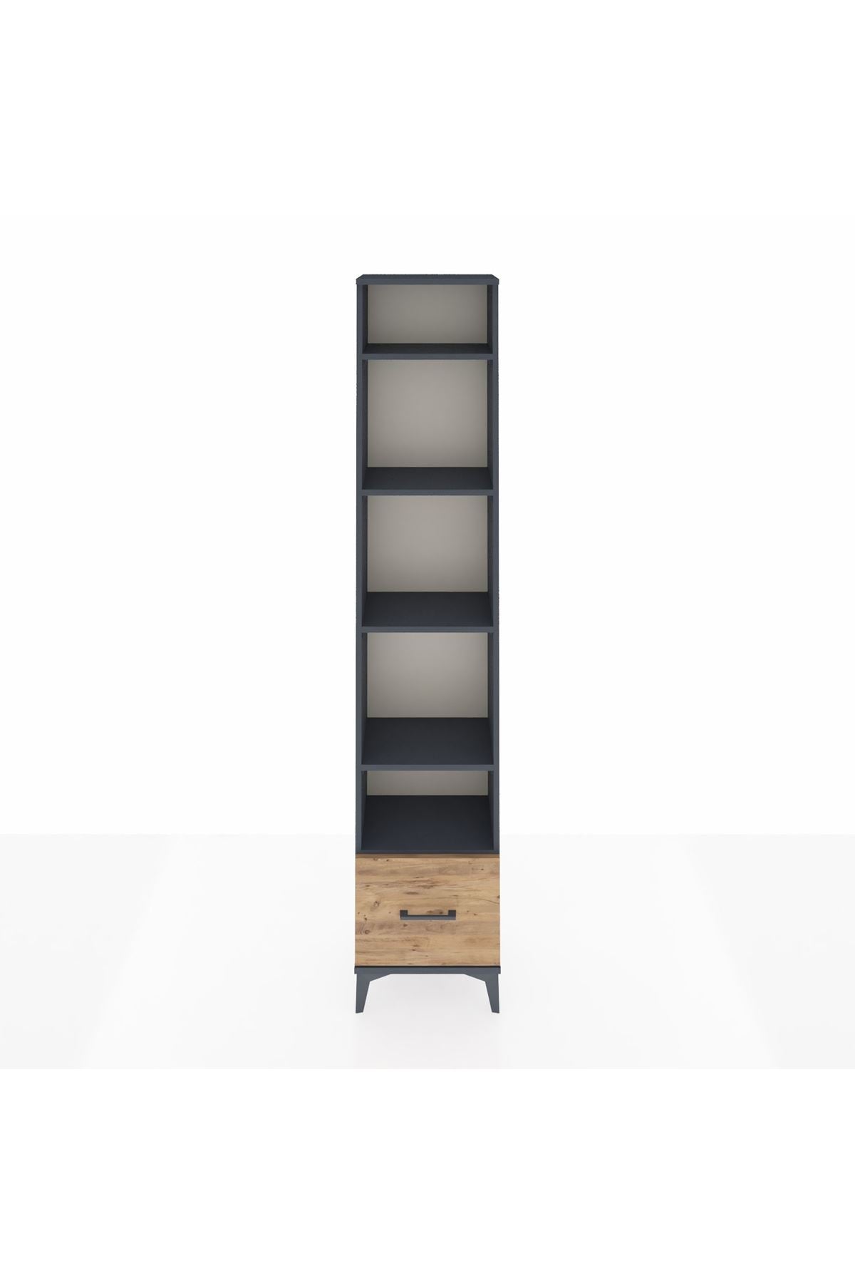 Arges Dolap 5 Raflı Tek Çekmeceli 44x30x221 Antrasit-Çam