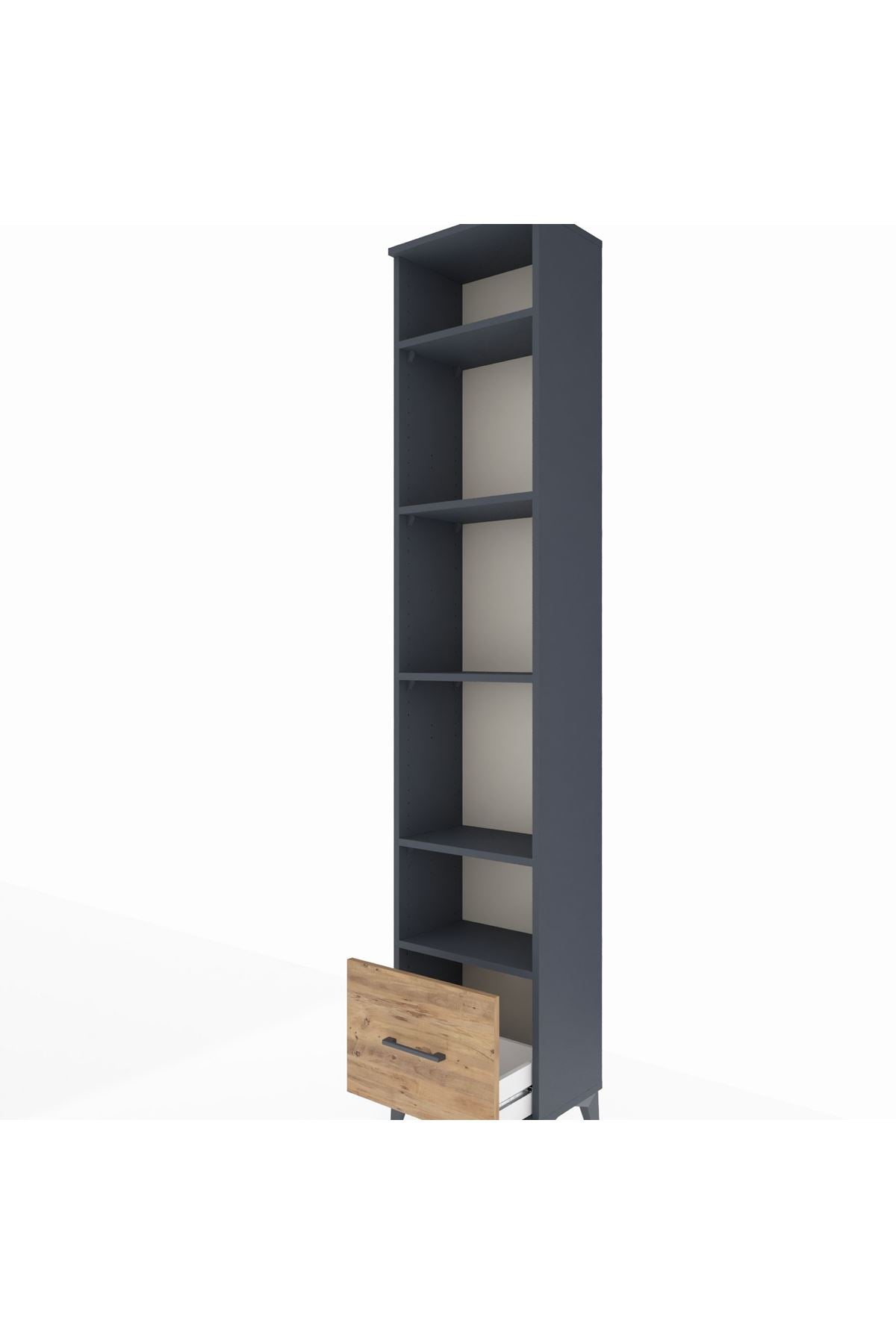 Arges Dolap 5 Raflı Tek Çekmeceli 44x30x221 Antrasit-Çam