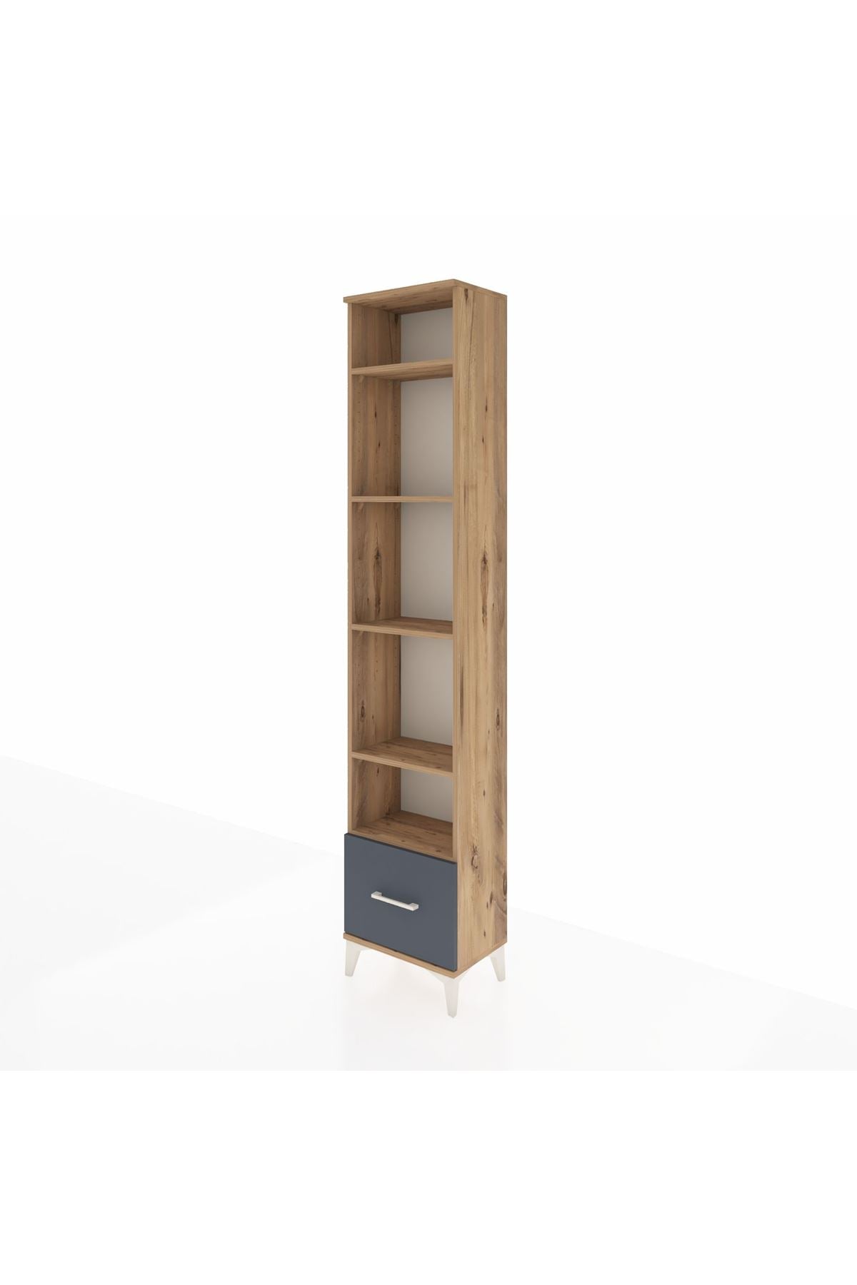 Arges Dolap 5 Raflı Tek Çekmeceli 44x30x221 Çam-Antrasit