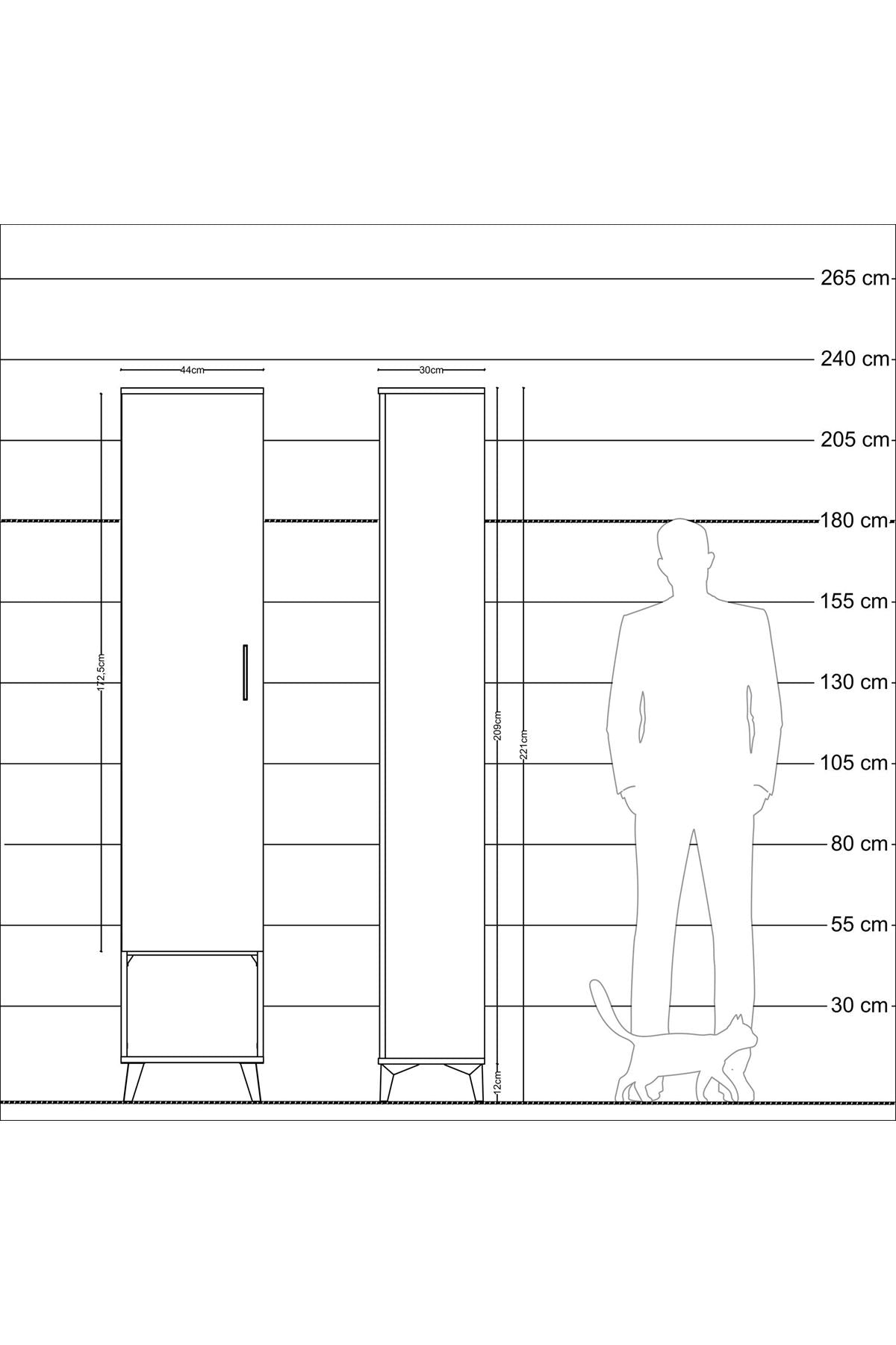 Arges Dolap 2 Raflı Tek Kapaklı Tek Askılı 44x30x221 Antrasit-Aytaşı