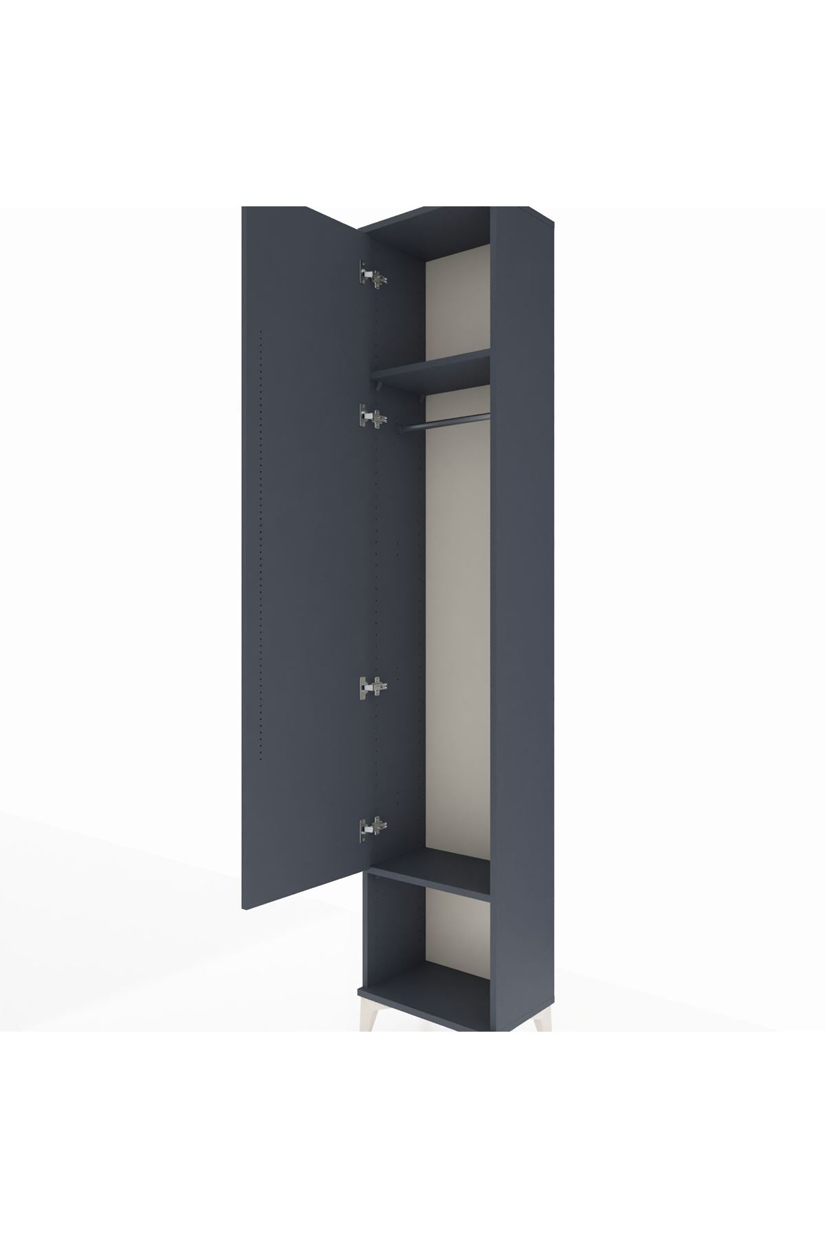 Arges Dolap 2 Raflı Tek Kapaklı Tek Askılı 44x30x221 Antrasit-Antrasit