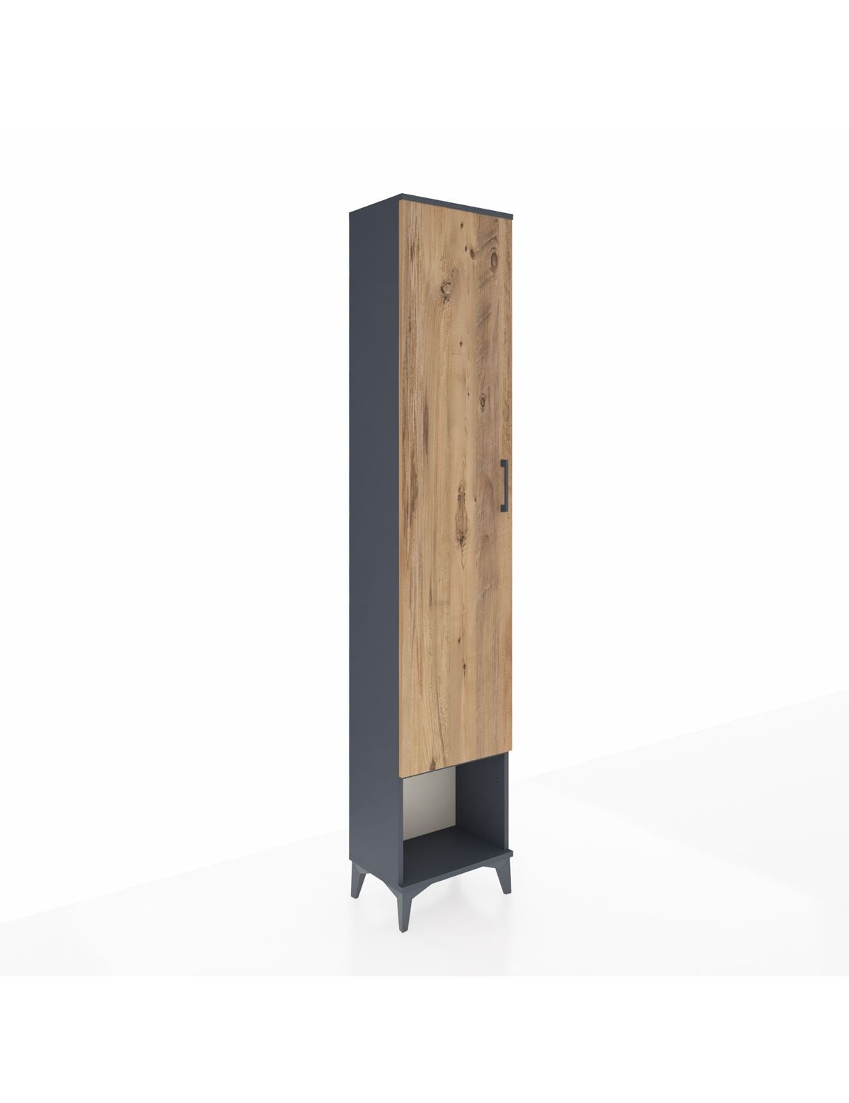 Arges Dolap 2 Raflı Tek Kapaklı Tek Askılı 44x30x221 Antrasit-Çam