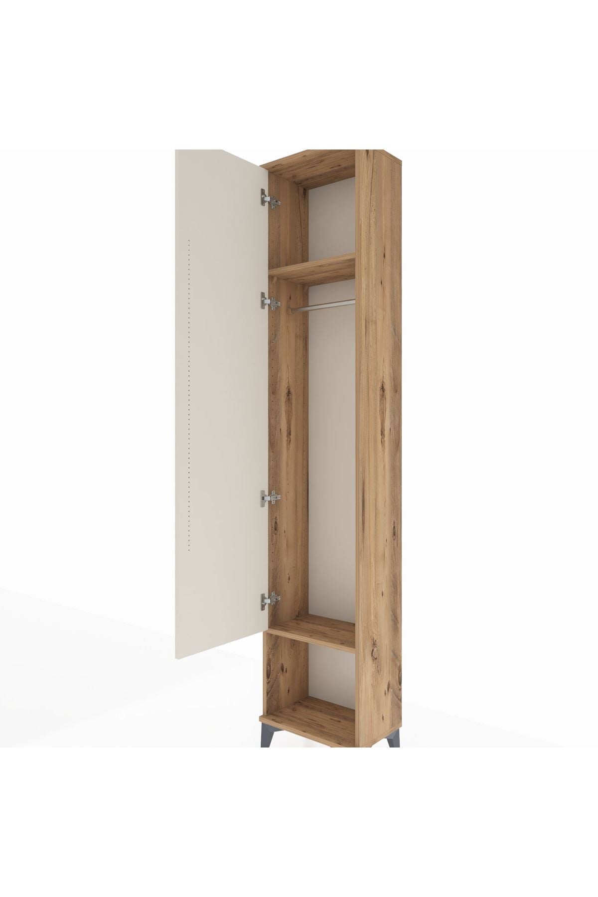 Arges Dolap 2 Raflı Tek Kapaklı Tek Askılı 44x30x221 Çam-Aytaşı