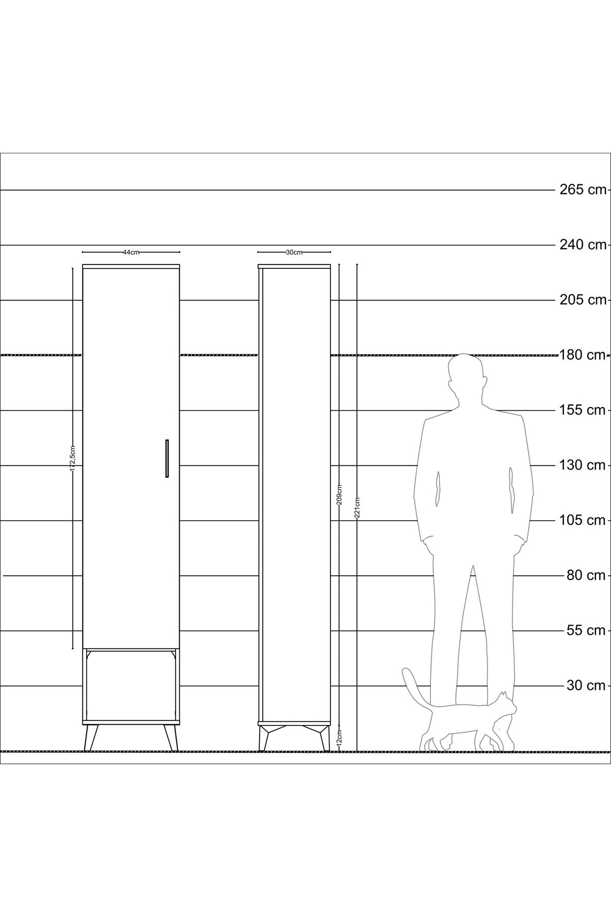 Arges Dolap 5 Raflı Tek Kapaklı 44x30x221 Aytaşı-Çam