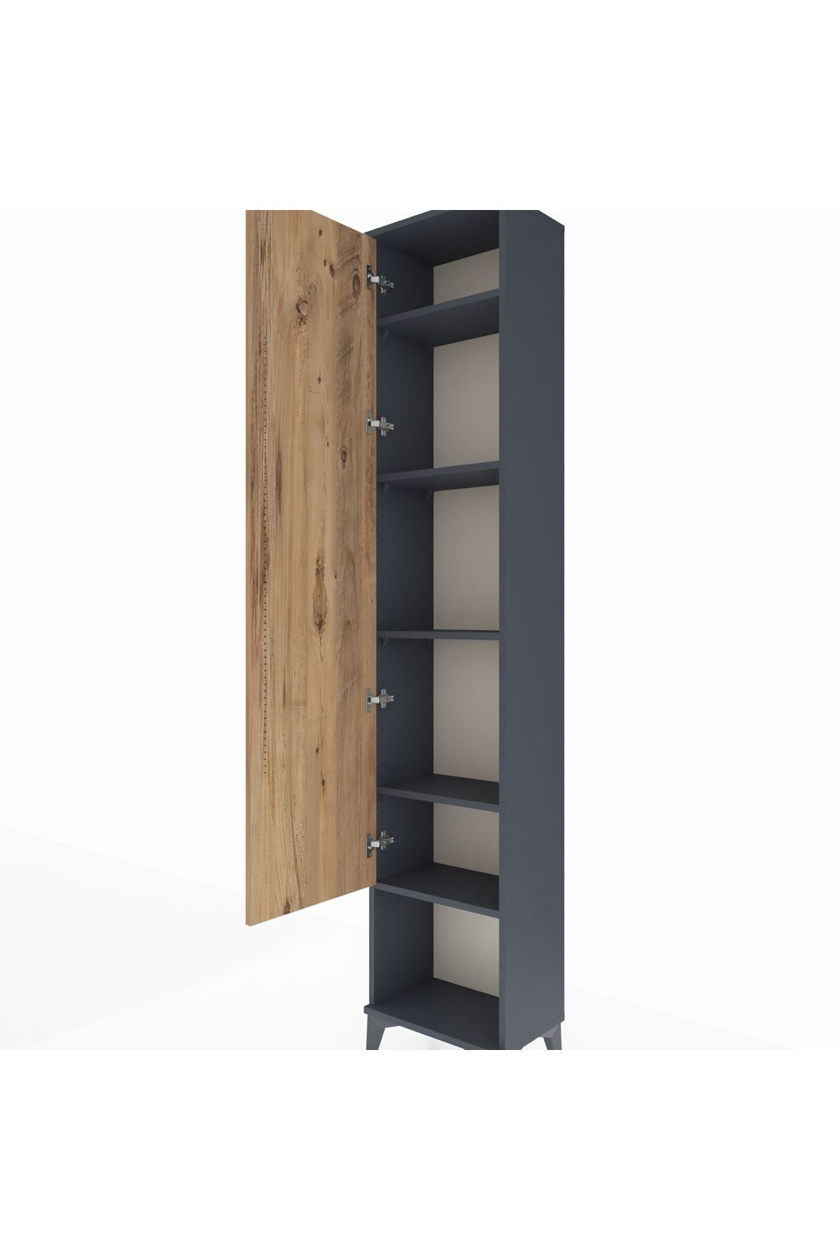 Arges Dolap 5 Raflı Tek Kapaklı 44x30x221 Antrasit-Çam