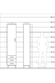 Arges Dolap 2 Raflı 3 Çekmeceli Tek Askılı 44x30x221 Antrasit-Antrasit