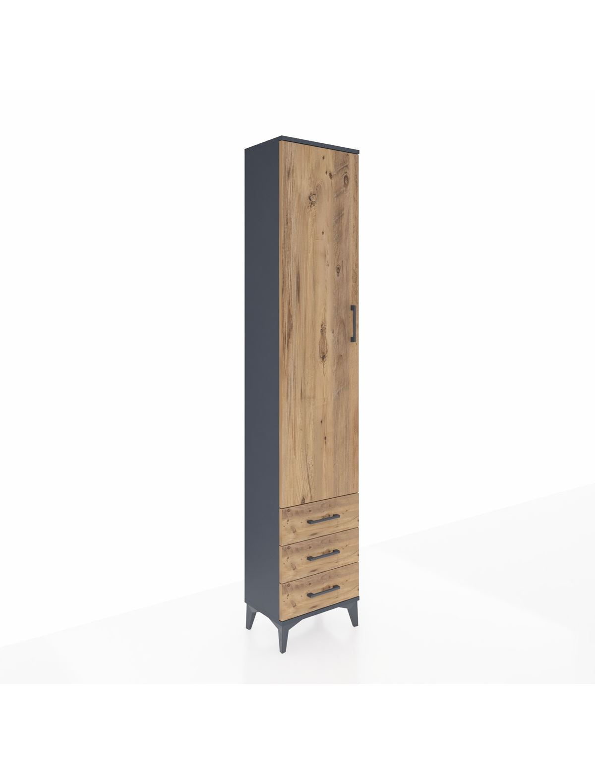 Arges Dolap 2 Raflı 3 Çekmeceli Tek Askılı 44x30x221 Antrasit-Çam