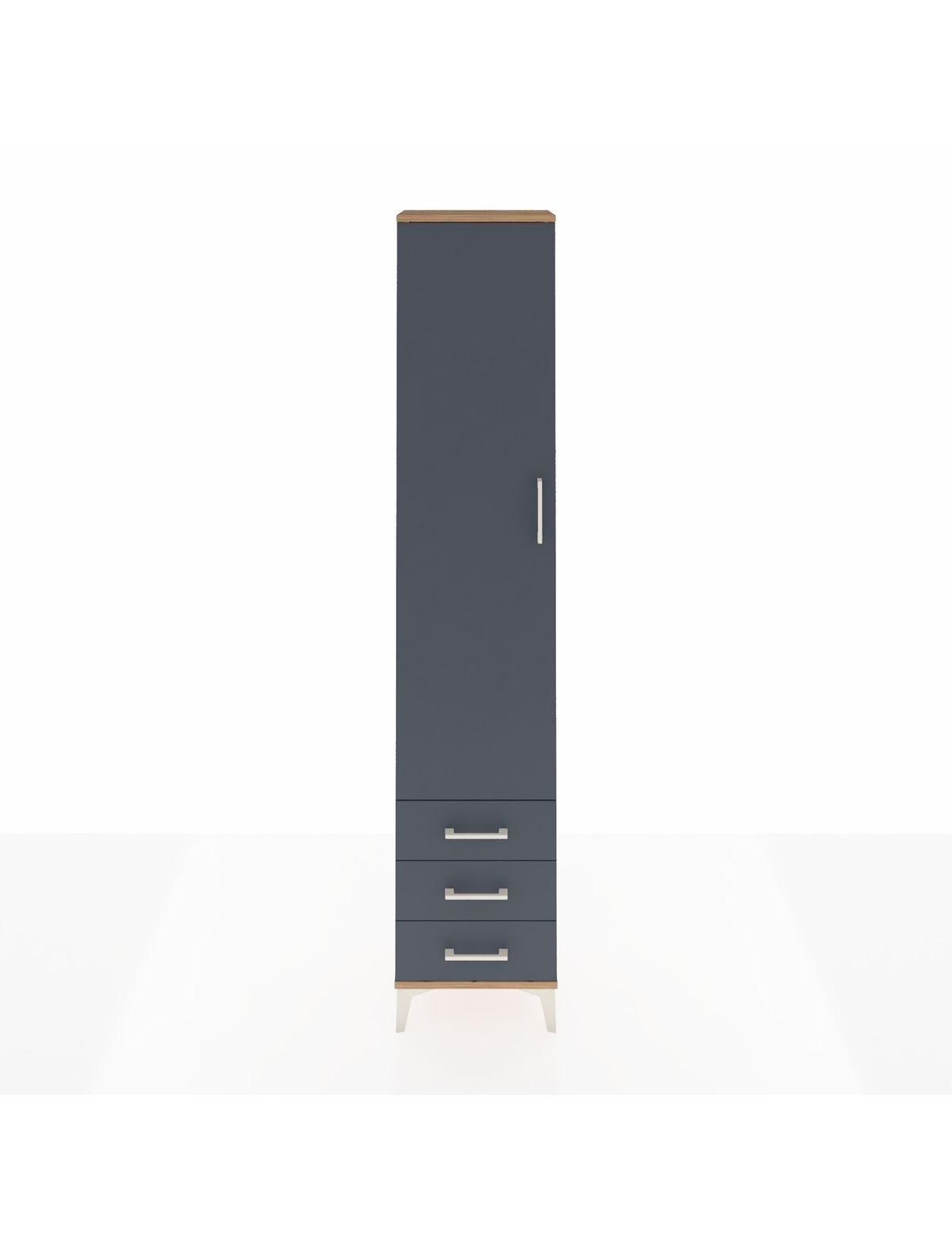 Arges Dolap 2 Raflı 3 Çekmeceli Tek Askılı 44x30x221 Çam-Antrasit