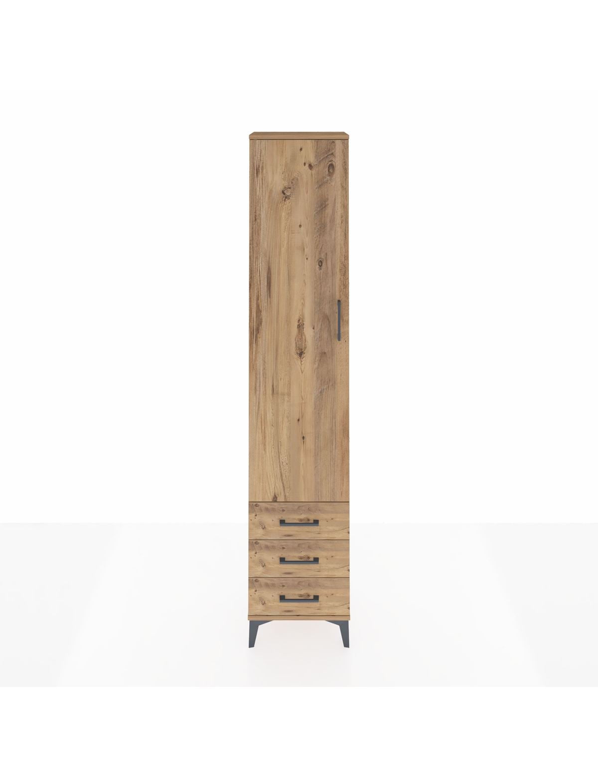 Arges Dolap 2 Raflı 3 Çekmeceli Tek Askılı 44x30x221 Çam-Çam