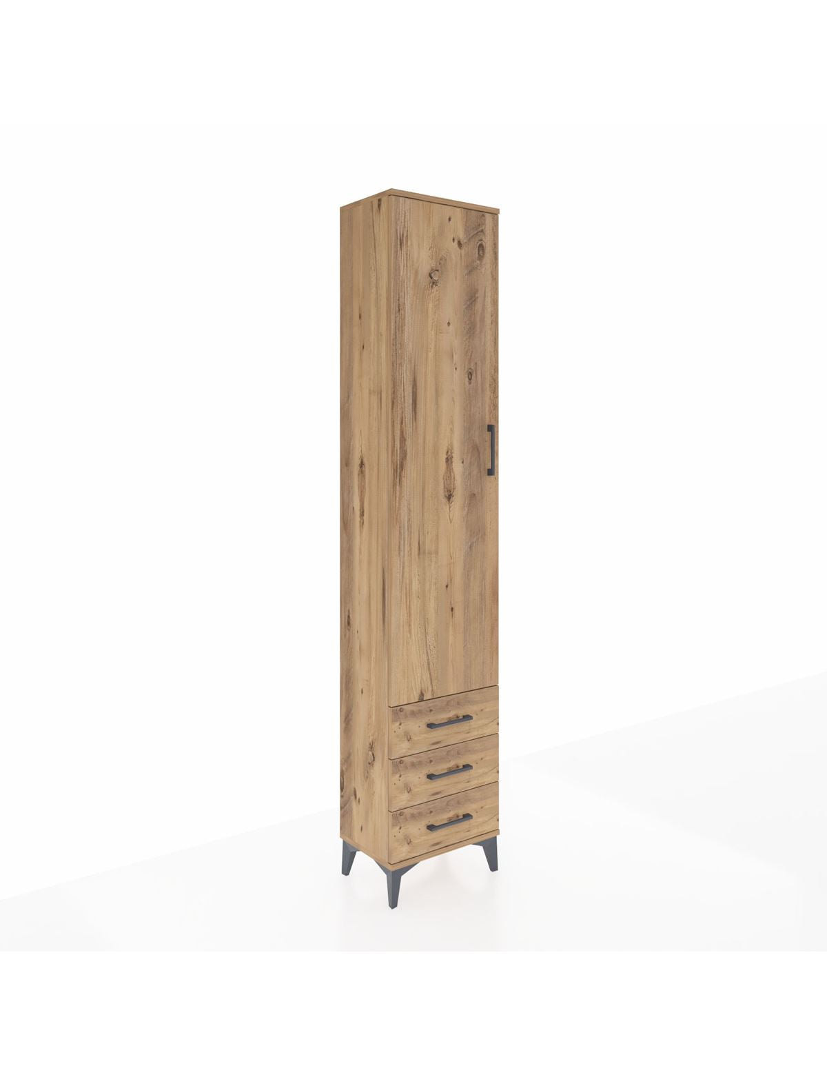 Arges Dolap 2 Raflı 3 Çekmeceli Tek Askılı 44x30x221 Çam-Çam