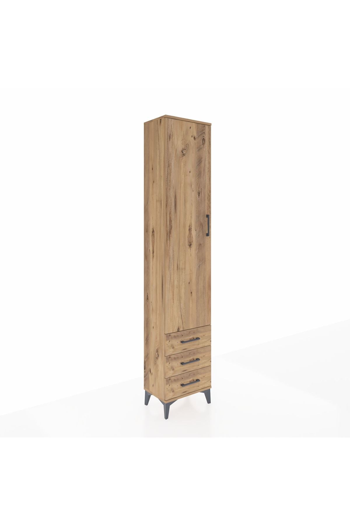 Arges Dolap 2 Raflı 3 Çekmeceli Tek Askılı 44x30x221 Çam-Çam