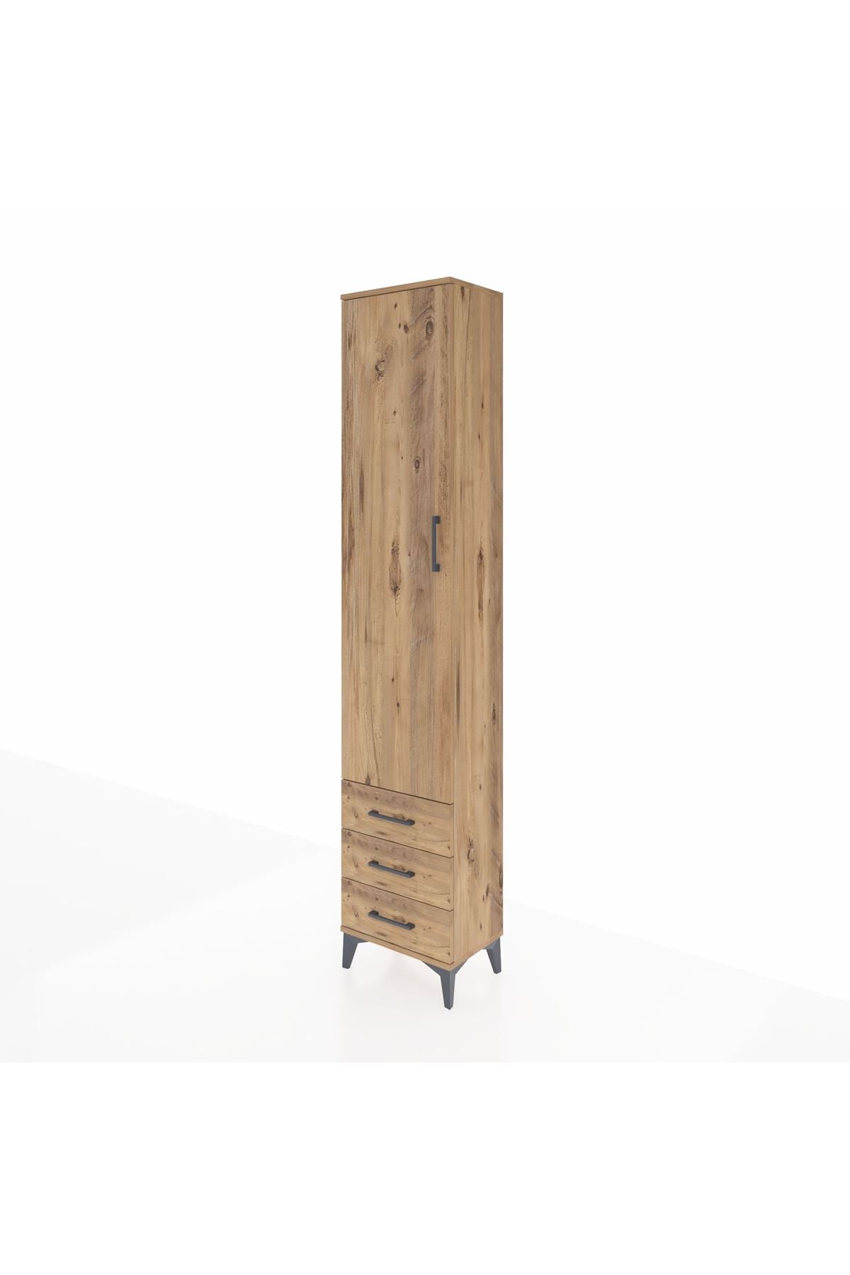 Arges Dolap 2 Raflı 3 Çekmeceli Tek Askılı 44x30x221 Çam-Çam