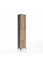 Arges Dolap 4 Raflı 3 Çekmeceli Tek Kapaklı 44x30x221 Antrasit-Çam