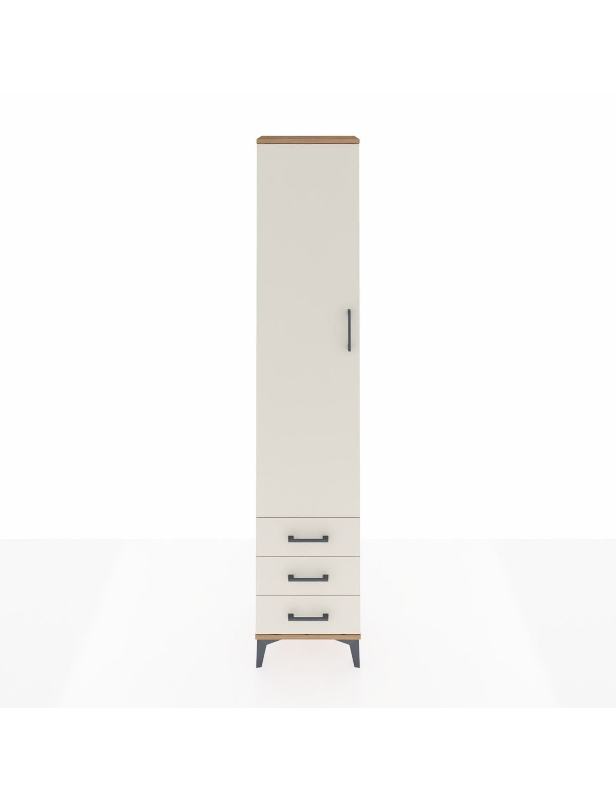 Arges Dolap 4 Raflı 3 Çekmeceli Tek Kapaklı 44x30x221 Çam-Aytaşı