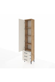 Arges Dolap 4 Raflı 3 Çekmeceli Tek Kapaklı 44x30x221 Çam-Aytaşı