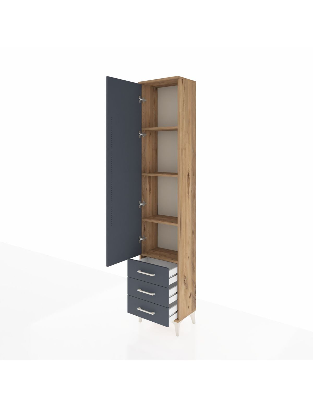Arges Dolap 4 Raflı 3 Çekmeceli Tek Kapaklı 44x30x221 - S28M016V8A