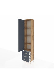 Arges Dolap 4 Raflı 3 Çekmeceli Tek Kapaklı 44x30x221 Çam-Antrasit