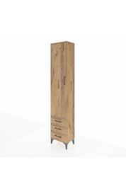 Arges Dolap 4 Raflı 3 Çekmeceli Tek Kapaklı 44x30x221 Çam-Çam