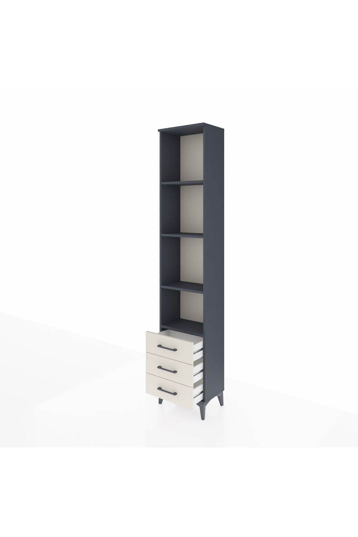 Arges Dolap 4 Raflı 3 Çekmeceli 44x30x221 Antrasit-Aytaşı