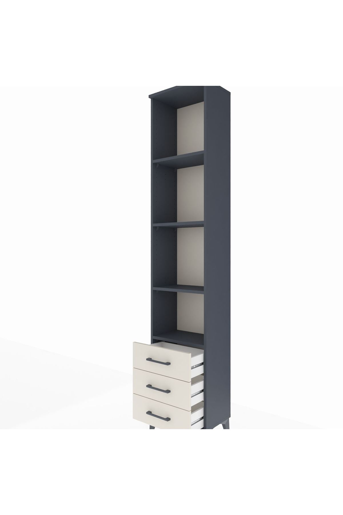 Arges Dolap 4 Raflı 3 Çekmeceli 44x30x221 Antrasit-Aytaşı