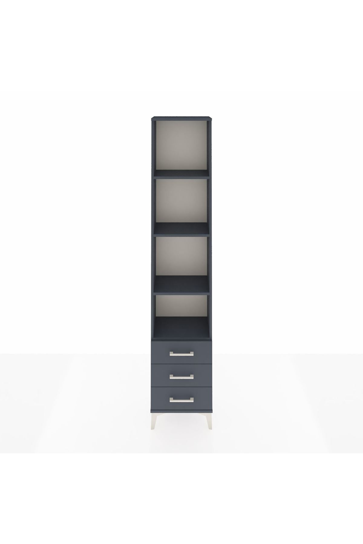 Arges Dolap 4 Raflı 3 Çekmeceli 44x30x221 Antrasit-Antrasit