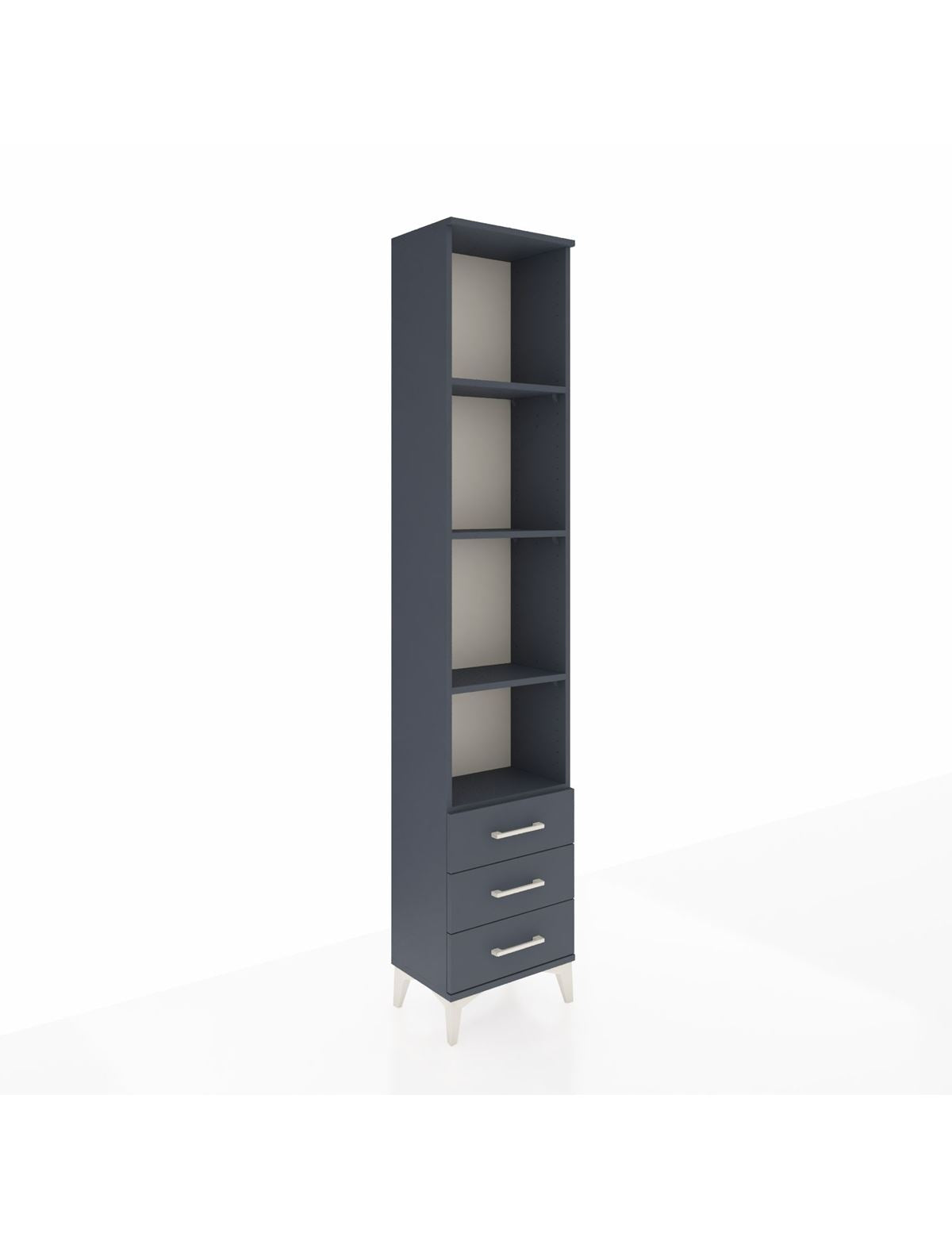 Arges Dolap 4 Raflı 3 Çekmeceli 44x30x221 Antrasit-Antrasit