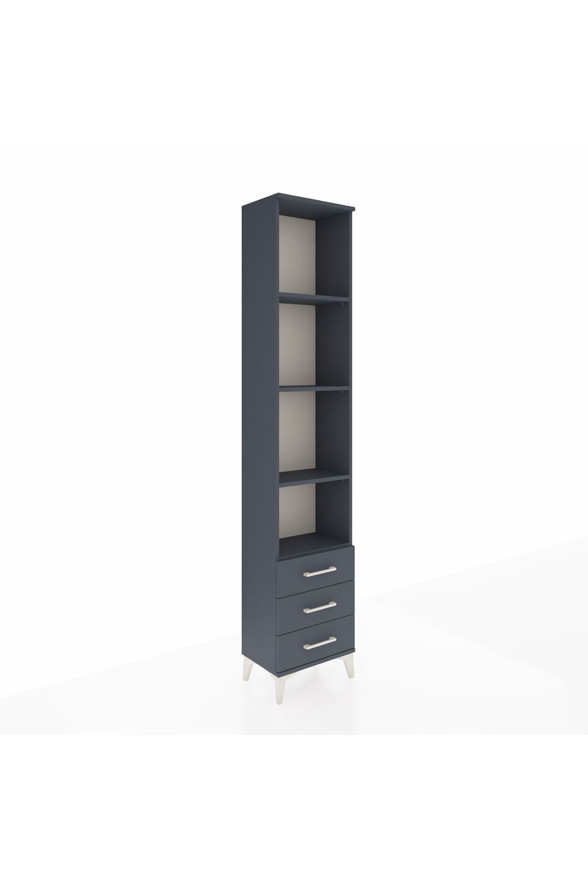 Arges Dolap 4 Raflı 3 Çekmeceli 44x30x221 Antrasit-Antrasit