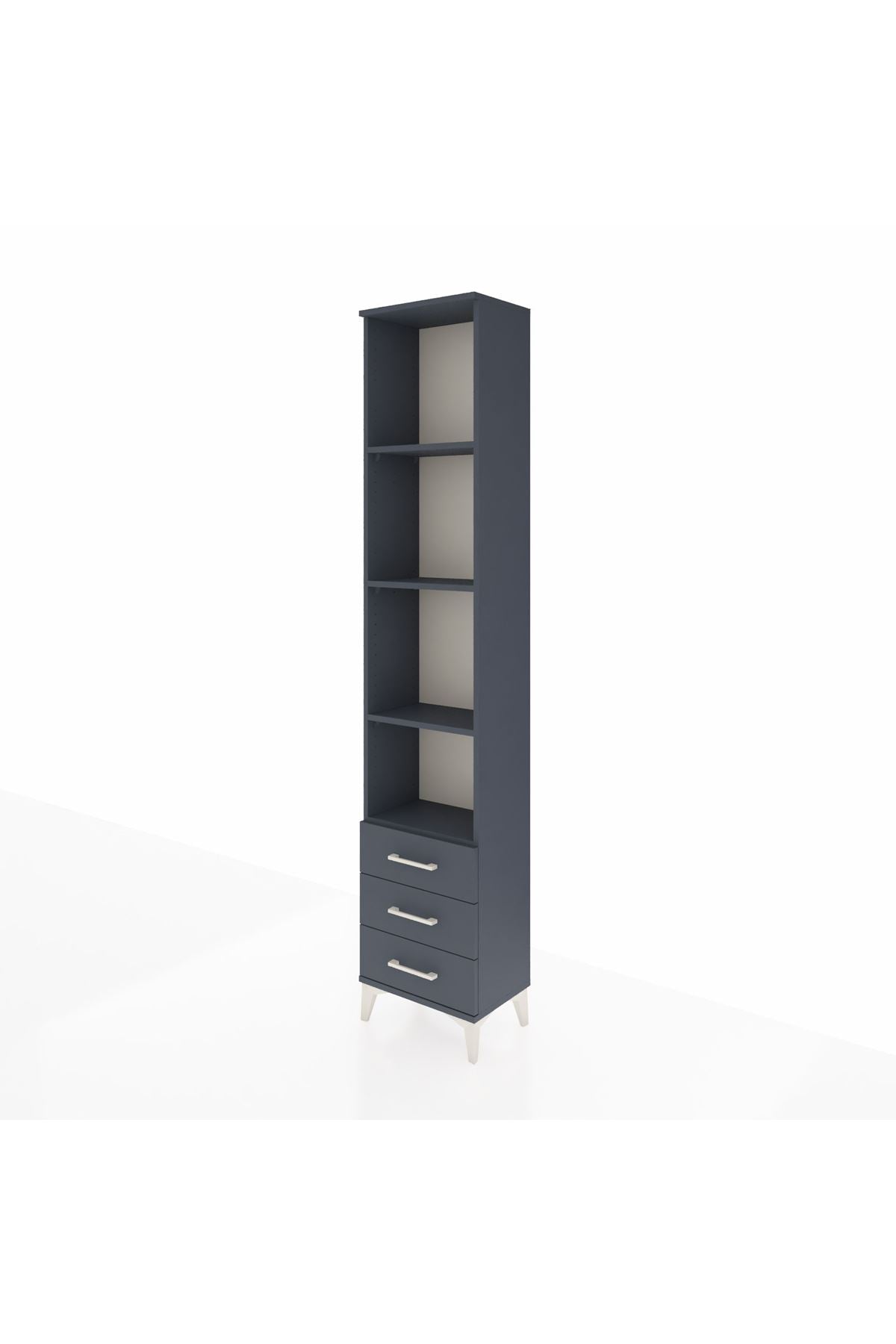 Arges Dolap 4 Raflı 3 Çekmeceli 44x30x221 Antrasit-Antrasit