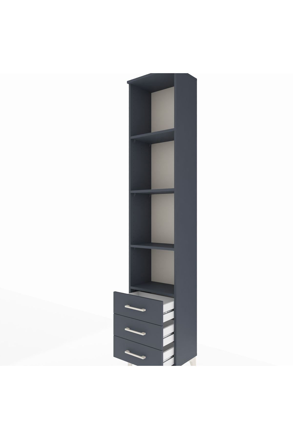 Arges Dolap 4 Raflı 3 Çekmeceli 44x30x221 Antrasit-Antrasit