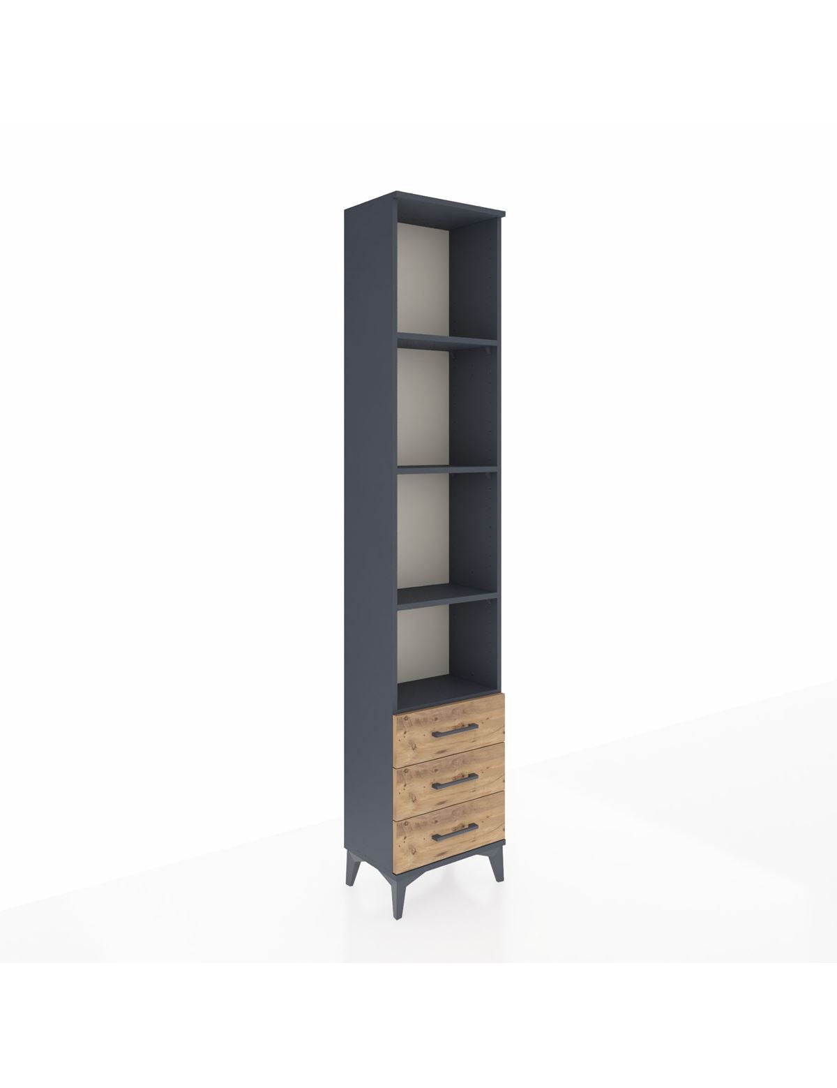 Arges Dolap 4 Raflı 3 Çekmeceli 44x30x221 Antrasit-Çam