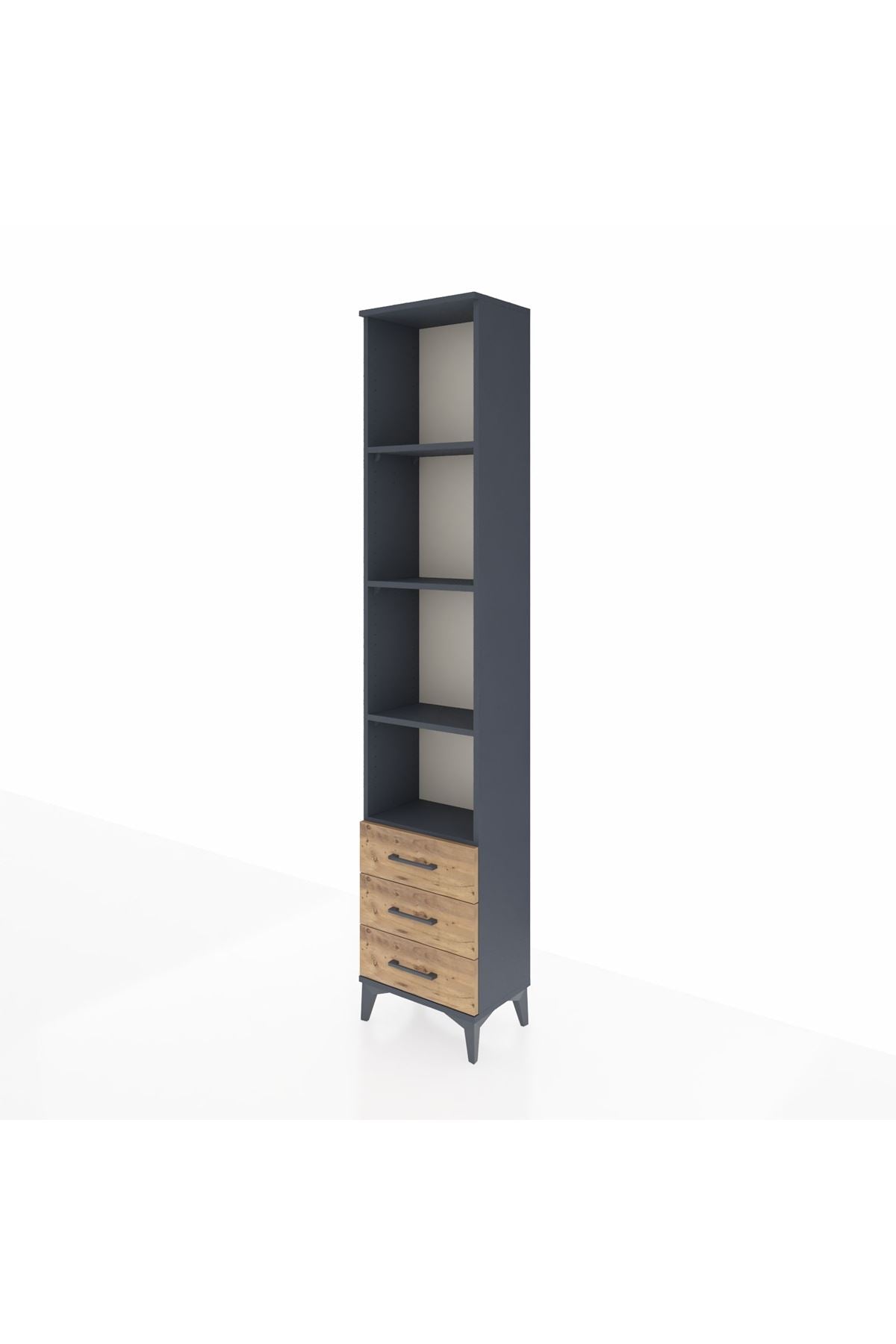 Arges Dolap 4 Raflı 3 Çekmeceli 44x30x221 Antrasit-Çam