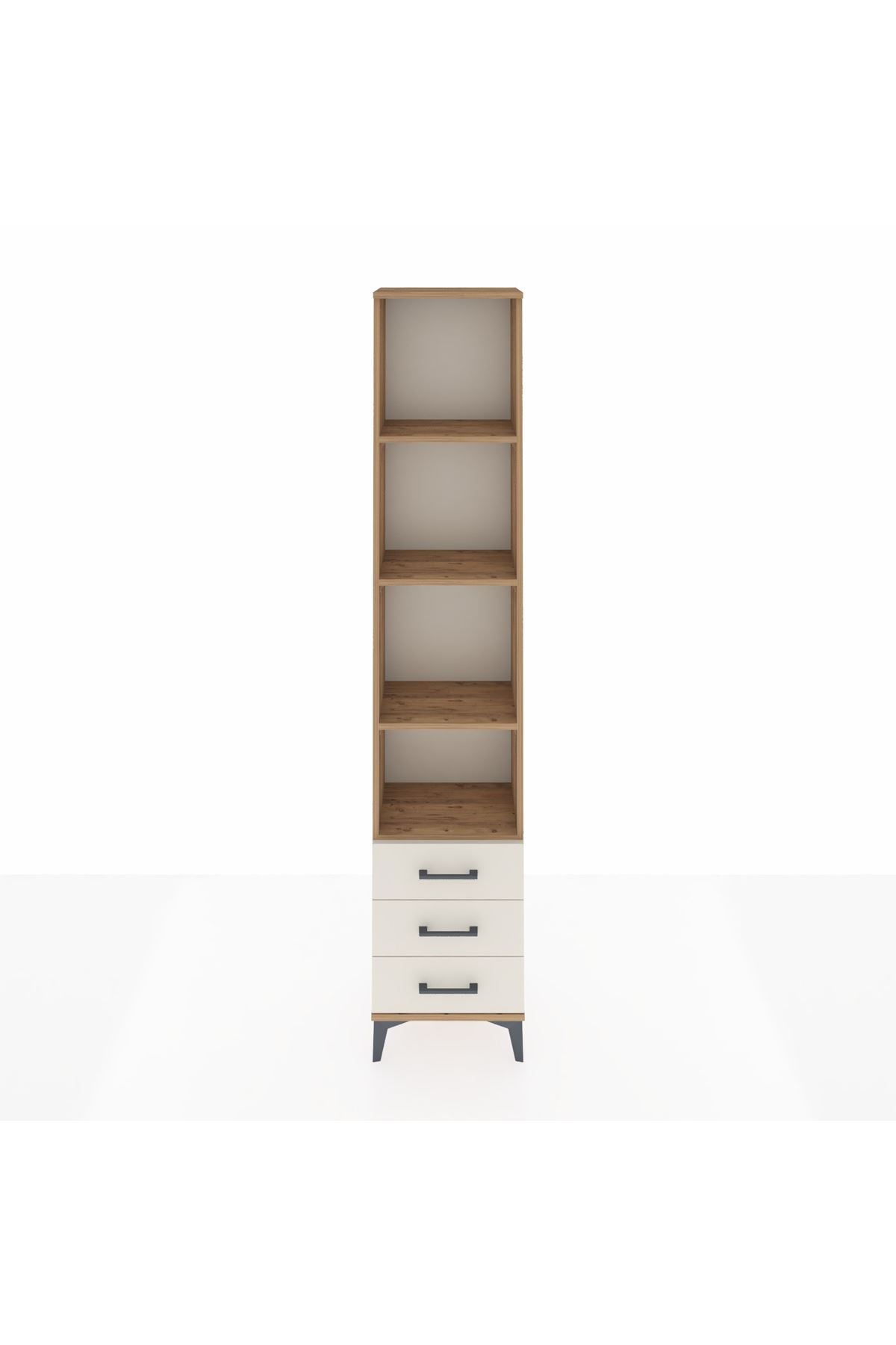 Arges Dolap 4 Raflı 3 Çekmeceli 44x30x221 Çam-Aytaşı