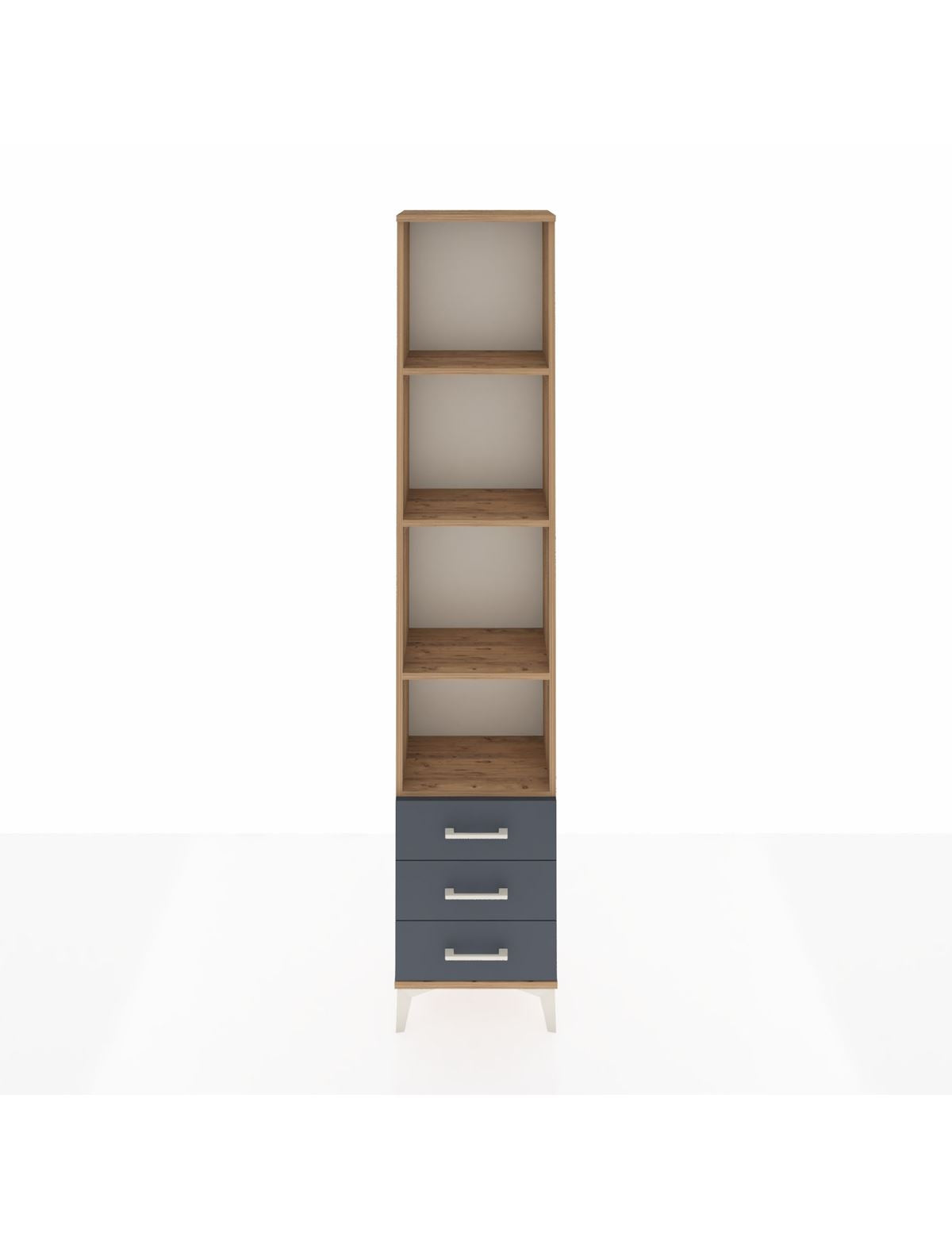 Arges Dolap 4 Raflı 3 Çekmeceli 44x30x221 Çam-Antrasit