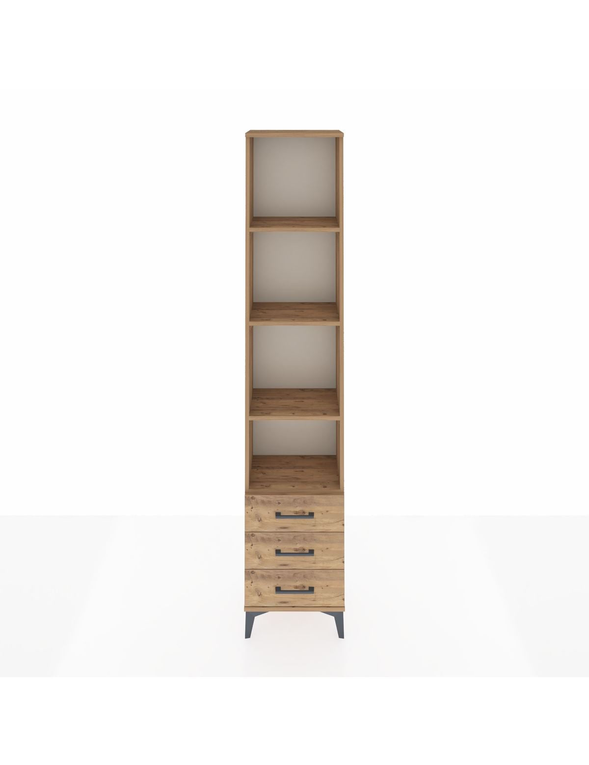 Arges Dolap 4 Raflı 3 Çekmeceli 44x30x221 Çam-Çam