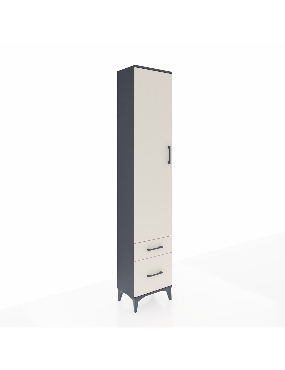 Arges Dolap 2 Raflı 2 Çekmeceli Tek Askılı 44x30x221 Antrasit-Aytaşı