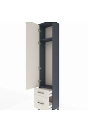 Arges Dolap 2 Raflı 2 Çekmeceli Tek Askılı 44x30x221 Antrasit-Aytaşı