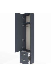 Arges Dolap 2 Raflı 2 Çekmeceli Tek Askılı 44x30x221 Antrasit-Antrasit
