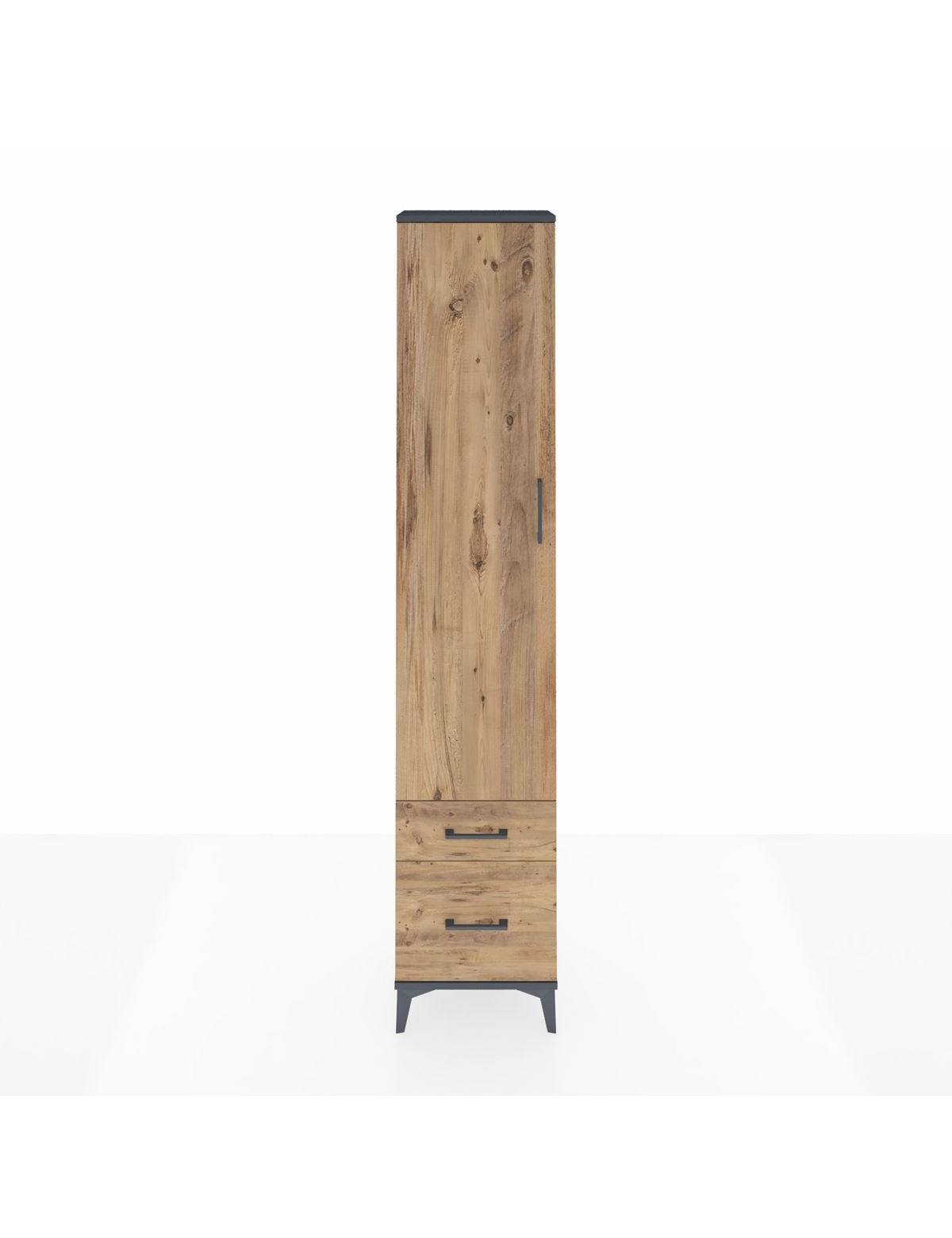 Arges Dolap 2 Raflı 2 Çekmeceli Tek Askılı 44x30x221 Antrasit-Çam