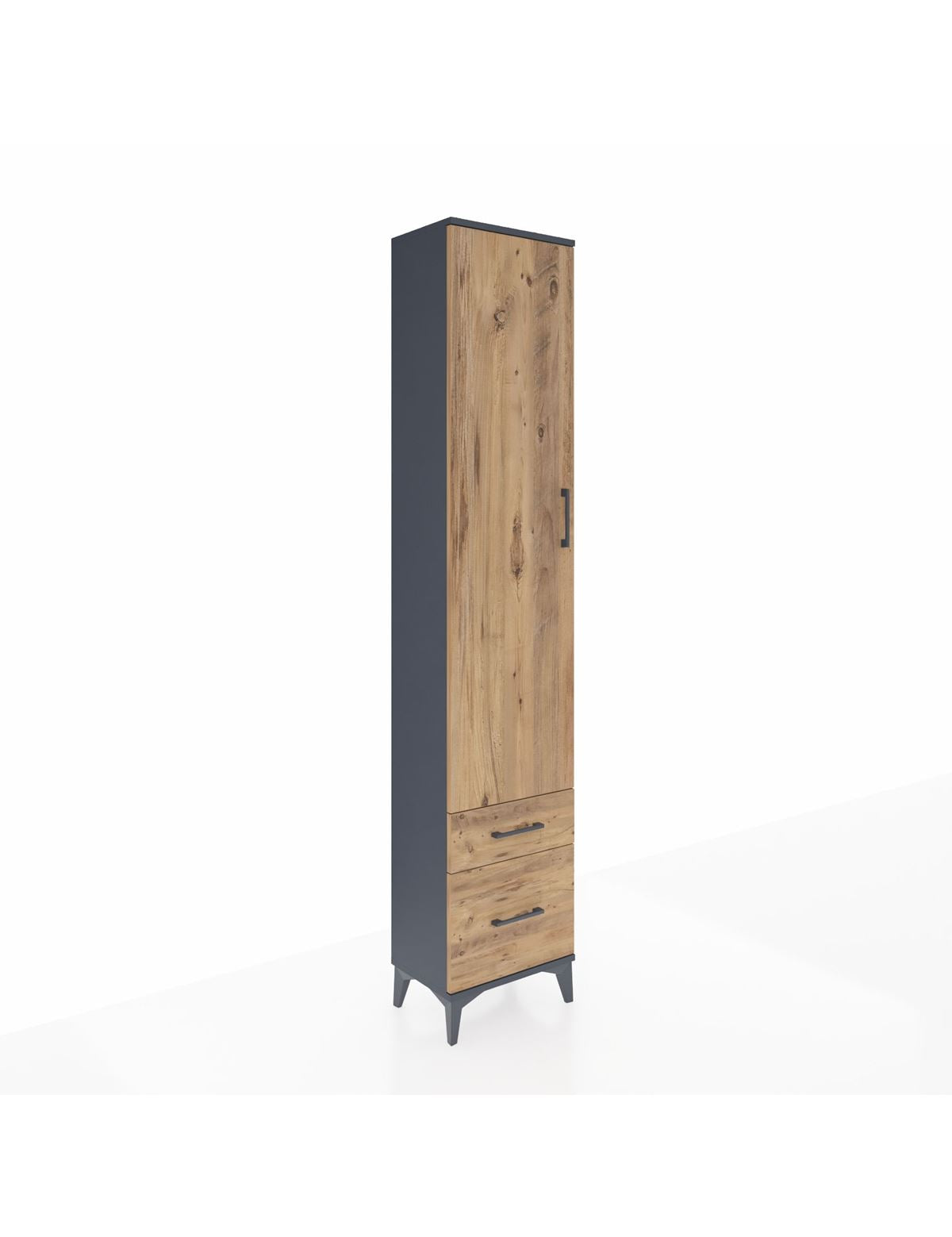 Arges Dolap 2 Raflı 2 Çekmeceli Tek Askılı 44x30x221 Antrasit-Çam