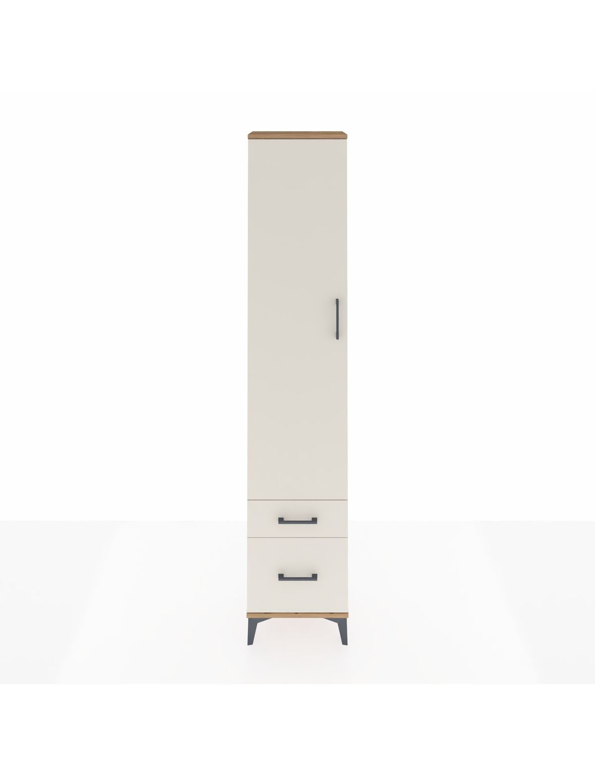 Arges Dolap 2 Raflı 2 Çekmeceli Tek Askılı 44x30x221 Çam-Aytaşı