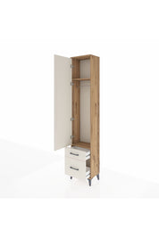 Arges Dolap 2 Raflı 2 Çekmeceli Tek Askılı 44x30x221 Çam-Aytaşı
