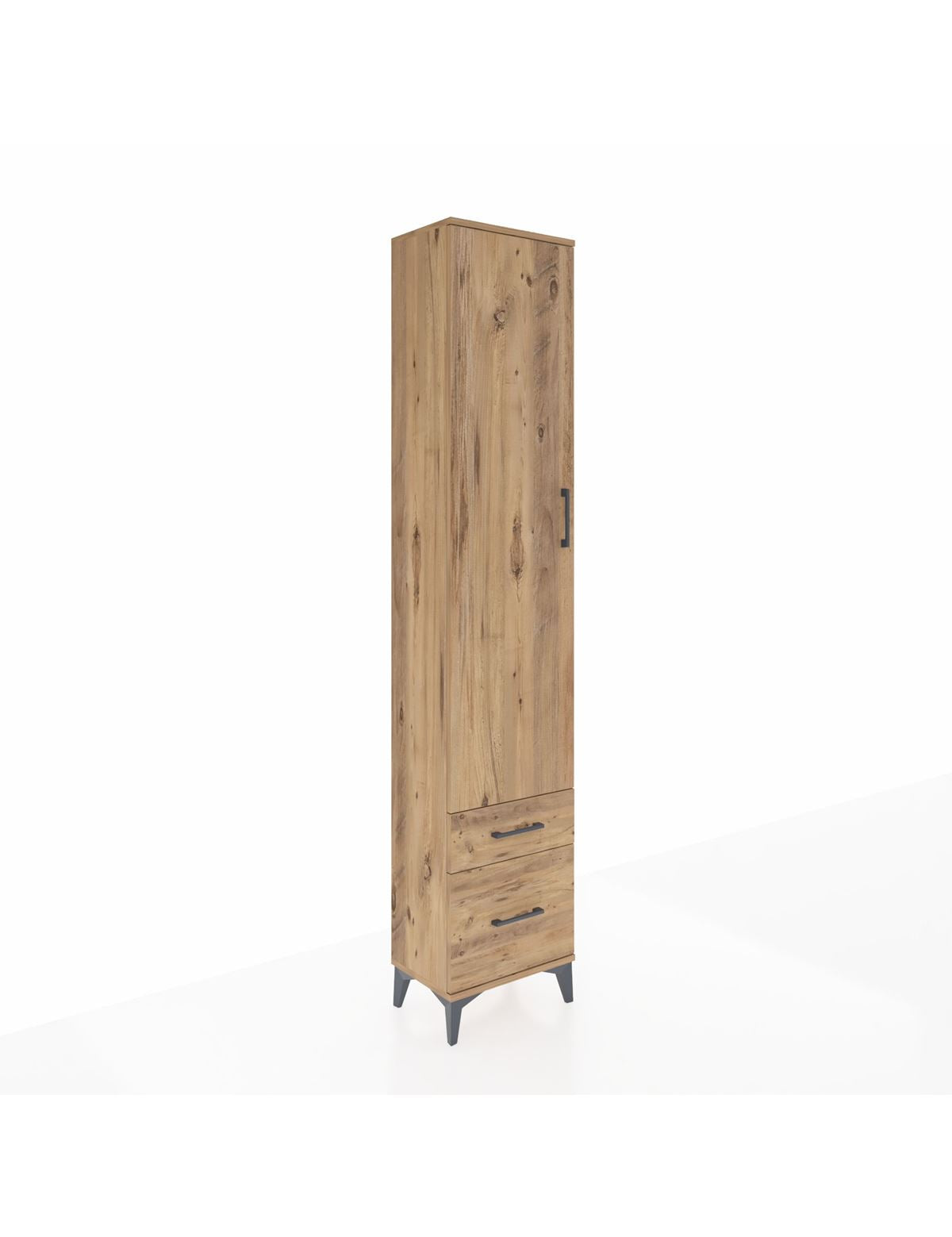 Arges Dolap 2 Raflı 2 Çekmeceli Tek Askılı 44x30x221 Çam-Çam