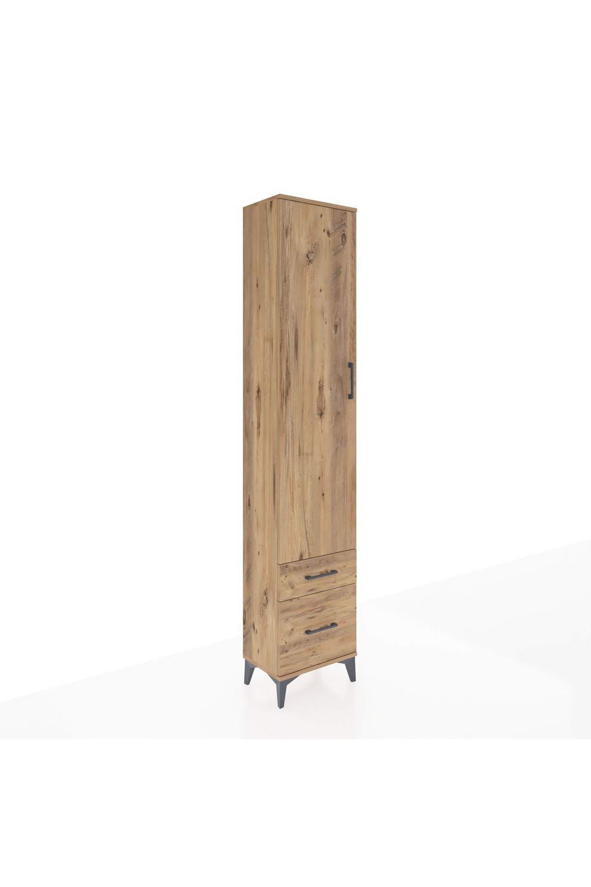 Arges Dolap 2 Raflı 2 Çekmeceli Tek Askılı 44x30x221 Çam-Çam